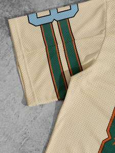 Maillot de football vintage personnalisé en maille, style streetwear oversize, avec numéro graphique en strass, col en V, vente en gros, maillot de football américain - Product Image 4