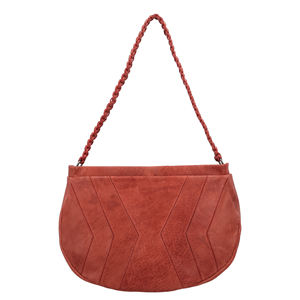Bolso de Hombro Pequeño de Cuero Genuino de Ante con Forma de Media Luna, Cierre de Cremallera, Tipo Dumpling/Horn, para Mujer - Product Image 1