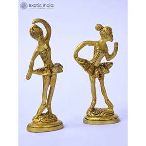 4-Inch Handmade <b>Small</b> Brass Ballerinas Sculptures Set for <b>Table</b> Decor and Home Decor Item Made In India - Product Image 2