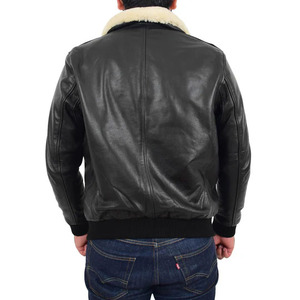 Leather <b>Jacket</b> For <b>Men</b> New Arrival Winter Fashion Design <b>Men</b> Custom Leather Bomber <b>Jacket</b> With <b>Fur</b> Collar - Product Image 5