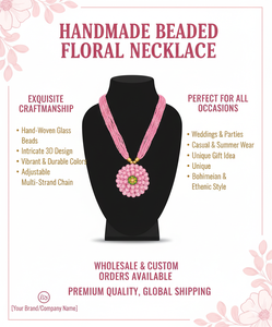 Collier floral perlé fait main pour femme, ras-de-cou bohème à fleurs, bijoux élégants tissés à la main, cadeau idéal pour mariages (vente en gros) - Product Image 6
