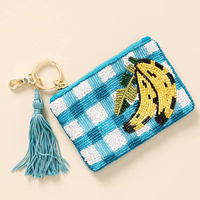 Magnifique porte-monnaie classique à broderies perlées, motif banane, durable, unique, dernier design, avec fermeture éclair.