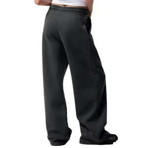 Pantalon de survêtement noir brodé pour homme, taille élastique, poches latérales, décontracté, respirant, écologique, léger, tricoté - Product Image 2