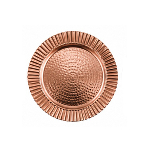 Assiette décorative ronde en cuivre martelé, faite à la main, design massif, pour plats de fête, style moderne, assiette en métal - Product Image 1