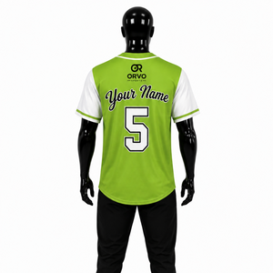 เสื้อเบสบอล ORVO Sports แบบสั่งทำ สีเขียวขาว แขนสั้น น้ำหนักเบา ผ้าตาข่าย ทรงปกติ สำหรับทุกเพศ ชุดกีฬาทีม พิมพ์ลายแบบ Sublimation - Product Image 2