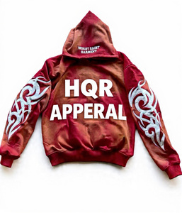 Sudadera con Capucha Oversize para Hombre, Lavado Ácido, Color Granate, Estampado de Letras en la Manga, Estilo Urbano, 100% Algodón, Servicio OEM - Product Image 5
