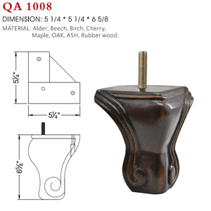 Premium Handcrafted Solid Wood <b>Furniture</b> Legs Antique Scroll <b>Bun</b> <b>Feet</b> Replacement with Mounting Hardware Kit <b>for</b> Sofa and Couch - Product Image 2