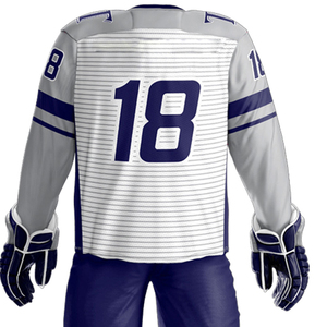 Custom Sublimation Ice Hockey Jersey <b>Set</b> Professional <b>White</b> and Navy Blue Team Uniform with Matching Socks and Gloves - Product Image 5
