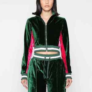 Premium Quality & Breathable Custom Logo & Design High Street <b>Vintage</b> Sportswear Women's Winter Velvet <b>Track</b> Suit - Product Image 4