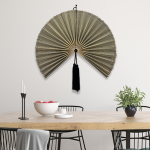 Ventilateur mural en bambou de haute qualité, noir et gris, ventilateur suspendu, style Japandi Wabi Sabi, ventilateur en bambou fabriqué par KingCraftViet - Product Image 6