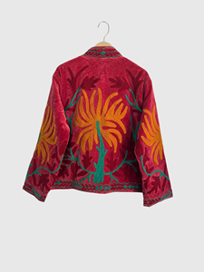 Veste en lin brodée de fleurs, col montant, manches longues, style Prairie Chic, vêtements de printemps pour femmes - Product Image 2