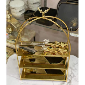 Soporte Moderno Multifuncional Decorativo de Acero Inoxidable de 2 Niveles, con Patrón Geométrico Personalizable, Elegante y Ecológico - Product Image 5