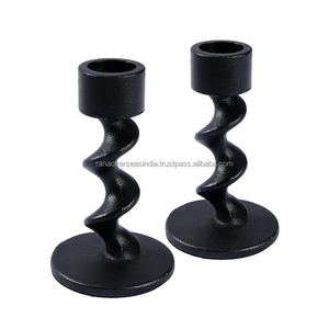Bougeoir conique noir Sprial bougeoirs en fer mat idéal pour la décoration de la maison anniversaire de mariage et fête - Product Image 6