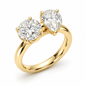 แหวนหมั้นเพชรทรงมาร์คีส์และทรงปรินเซส Toi Et Moi Illusion Pear Gold ได้รับการรับรองจาก IGI เพชรเพาะเลี้ยงในห้องปฏิบัติการ ดีไซน์ทันสมัย รับผลิตตามสั่ง เป็นของขวัญ - Product Image 1