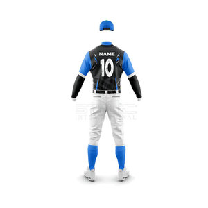 Uniforme de baseball bleu pour hommes, ensemble complet en polyester respirant avec impression par sublimation, nom et numéro personnalisables - Product Image 4