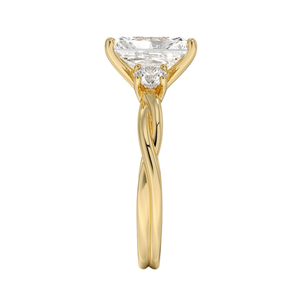 <b>Ring</b> Of Gold With Lab Grown <b>Diamond</b> Radiant Cut Three Stone Engagement Style in 14K 18K Gold Twisted Band Bridal <b>Ring</b> for Women - Product Image 3