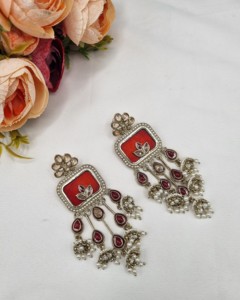 Designer Radiant Cut Hanging Jhumki <b>Earrings</b> With Pearl Accents For Women Party Wear & Festivals Artificial Jewellery Collection - Product Image 4