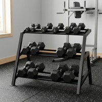 Support à haltères en fonte moderne et durable à 3 niveaux pour le rangement d'équipements de salle de sport commerciale