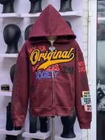 Sweat à capuche zippé pour homme, style délavé, 100% coton, hiver, coupe ample, streetwear, vêtements décontractés