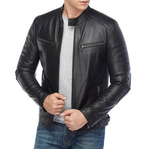 <b>Men's</b> Brown Leather Jacket with Custom Pockets Stand Collar Zipper-New Design Fashion Wear jacket for <b>men</b> - Product Image 3