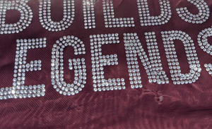 Women Rhinestone Crop <b>Top</b> Crew-Neck Casual Letter Print Rhinestone Knitted 100% Polyester Quick Dry See Through Crop Shirt - Product Image 4