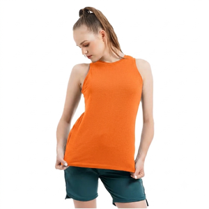 Camiseta sin mangas deportiva de poliéster con estampado de circuito neón para mujer, de secado rápido, cuello redondo, tejida, para fitness - Product Image 4