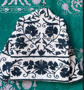 Handmade Knitted Suzani <b>Kantha</b> Boho Embroidered Quilted Breathable Eco-Friendly Reversible Cotton Bomber <b>Jacket</b> Windproof Spring - Product Image 4
