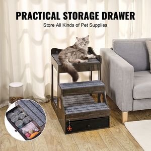 Letto a castello multi-livello rimovibile per animali domestici con scale e contenitore, lettino da finestra per cani/gatti, elegante divano letto per animali domestici - Product Image 6