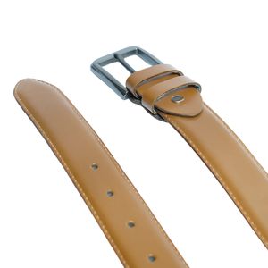 Ceinture en cuir de vache couleur camel pour hommes et femmes, logo personnalisé, boucle en alliage faite à la main, solide, carrée, vintage, décontractée, durable - Product Image 2