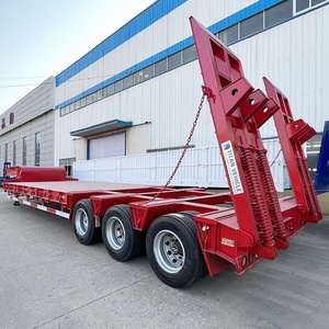 Customizable 3 Axle 60 Ton Low Bed Lowboy <b>Trailer</b> Heavy Equipment Transport Semi <b>Trailer</b> for Construction Machinery Belgium - Product Image 1