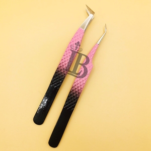 Custom Style Tweezers <b>Mink</b> <b>Eyelash</b> <b>Extension</b> Tweezers Sustainable Ombre Black And Pink Color <b>Eyelash</b> Tweezers Logo Offer - Product Image 5