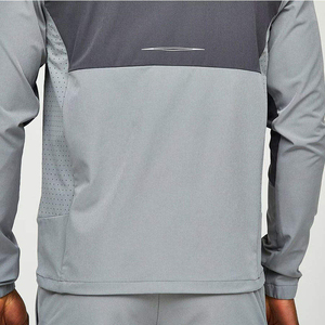 Ensemble de survêtement sportif pour homme, gris, avec blocs de couleur, manches longues, fermeture éclair à capuche, séchage rapide, polyester et coton, coupe classique, automne - Product Image 6