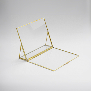 Cadre photo en laiton doré avec bordure dorée, décoration de table, cadre photo en verre transparent, décoration pour la maison, le bureau, l'hôtel, la réception - Product Image 2