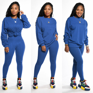 Women Two Piece Jogger <b>Set</b> Crew Neck Sweatshirt and Leggings Casual Streetwear Plus Size Custom Logo - Product Image 3