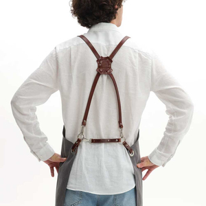 ผ้ากันเปื้อนไหมแท้ลายนูน สำหรับงานหนัก ดีไซน์เรียบง่ายสำหรับช่างฝีมือยุคใหม่ ใช้ในร้านอาหารและบาร์ สำหรับผู้ชาย - Product Image 5