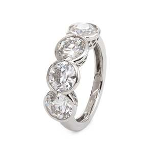 Bague de fiançailles de luxe en or blanc 14 carats avec diamant de laboratoire CVD 4 pierres, taille brillant 4 carats, certifié IGI, collection UNICORN JEWELS, vente en gros - Product Image 3