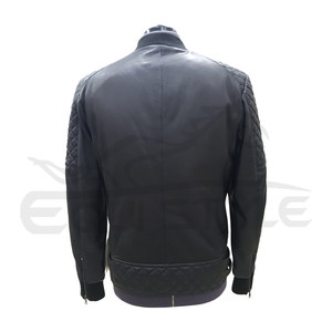 High Quality Lambskin Leather <b>Jacket</b> <b>Black</b> Quilted Biker Style <b>Long</b> Sleeves <b>Men</b> Zipper Closure Winter <b>Jacket</b> - Product Image 2