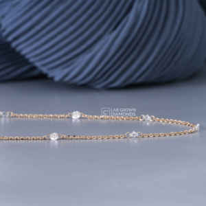 Wholesale 14K Yellow Gold Round Brilliant Cut Lab Grown Diamond Station <b>Necklace</b> OEM ODM Custom Fine Jewelry Women - Product Image 3