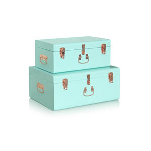 <b>Metal</b> <b>Storage</b> <b>Box</b> Set Rectangular Hinged Closure With Handles Stacking Design For Sundries Minimalist Style Durable Safe - Product Image 3
