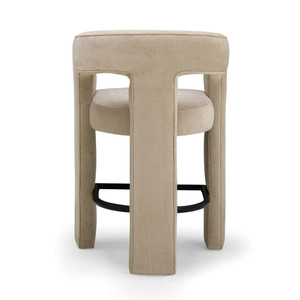 Modern Upholstered <b>Bar</b> <b>Stool</b> Tufted <b>Backless</b> Counter Chair Beige Fabric Seating for Cafe Restaurant Home - Product Image 2