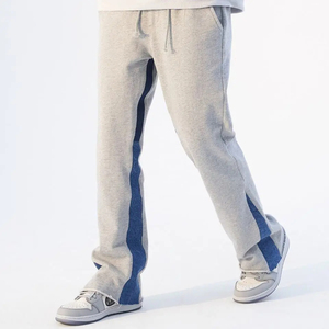 Pantalones Deportivos Grises Unisex Personalizados con Franja Lateral Azul, Cintura Elástica con Cordón, Transpirables, Casuales, para Otoño, Gran Venta - Product Image 5