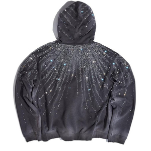 Sweat à capuche personnalisable pour femme avec fermeture éclair ornée de strass, en molleton de coton épais, respirant et confortable, style streetwear, couleur personnalisable, meilleur prix - Product Image 2