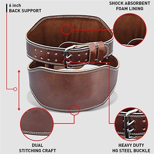 Leather <b>Weight</b> <b>Lifting</b> <b>Belt</b> Adjustable Waist Support Buckle Closure Men Strength Training Fitness Equipment - Product Image 6