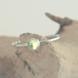 Elegant Minimalist IGI Certified Peridot Bezel <b>Set</b> Thin Band <b>Silver</b> Plated Brass <b>Ring</b> Natural Gemstone Daily Wear for Women - Product Image 3