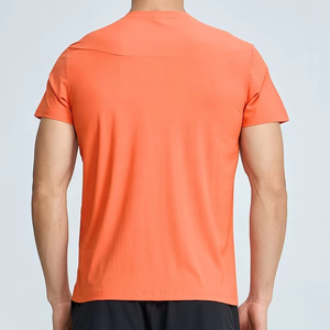 Men's <b>Black</b> Quick Dry Slim Fit Short Sleeve O-Neck Sporty T-<b>Shirt</b> Knitted Polyester Solid Color Blank Design - Product Image 2