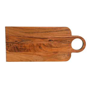Planche à découper rectangulaire en bois d'acacia brun de qualité supérieure, grande taille, personnalisée, avec poignée, passe au lave-vaisselle, écologique - Product Image 3