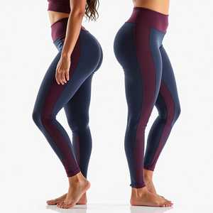 Legging taille haute color block extensible tricoté longueur intégrale pour femme, sportif, compression, effet ventre plat, push-up, toutes saisons - Product Image 6