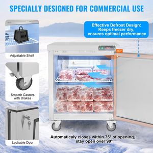 Station de préparation alimentaire réfrigérée en acier inoxydable de 28 pouces, capacité de 7,4 pieds cubes Équipement de réfrigération pour salades et sandwichs surgelés - Product Image 6