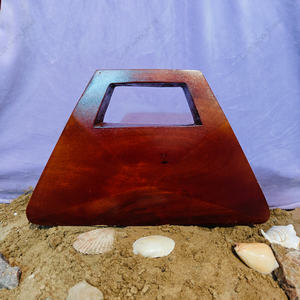 Pochette géométrique en bois artisanale avec poignée découpée pour femme – Sac de soirée de luxe rigide pour mariage et événements - Product Image 4