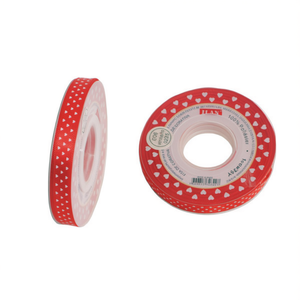 Nastro rosso Ilan con cuori, larghezza 1,0 cm, 25 iarde per decorazioni e lavori artigianali - Product Image 1